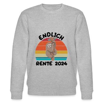 Endlich Rente 2024 - Ruhestand Lustiges Faultier - Stanley/Stella Unisex Bio-Sweatshirt CHANGER  - Grau meliert - Vorne - Nik (191cm) & Marisol (170cm)