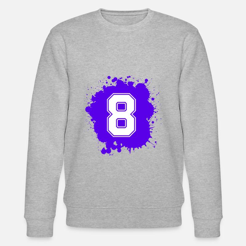 8 Zahl Klecks - Stanley/Stella Unisex Bio-Sweatshirt CHANGER  - Grau meliert
