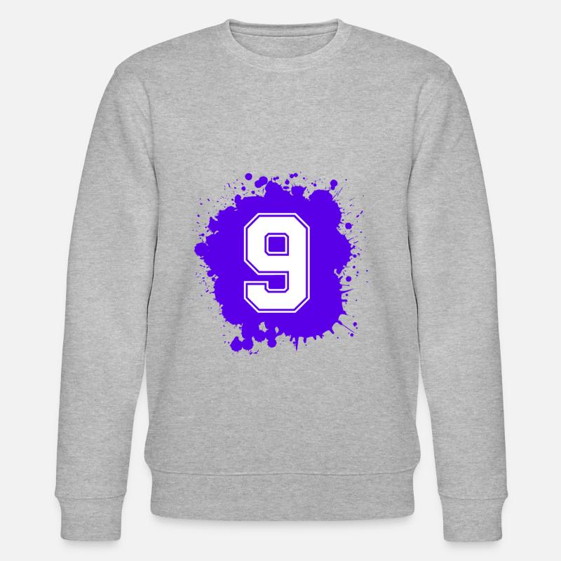 9 Zahl Klecks - Stanley/Stella Unisex Bio-Sweatshirt CHANGER  - Grau meliert