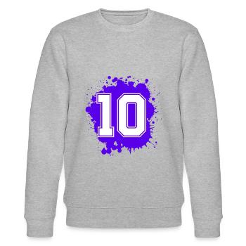 10 Zahl Klecks - Stanley/Stella Unisex Bio-Sweatshirt CHANGER  - Grau meliert - Vorne - Nik (191cm) & Marisol (170cm)