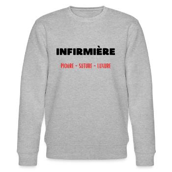 Métier infirmière piqûre suture luxure - Sweat bio CHANGER Stanley/Stella Unisexe - gris chiné - Devant - Nik (191cm) & Marisol (170cm)