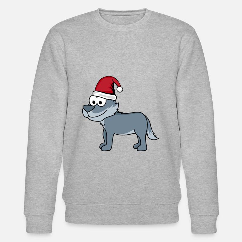 Wolf Comic Weihnachten - Stanley/Stella Unisex Bio-Sweatshirt CHANGER  - Grau meliert