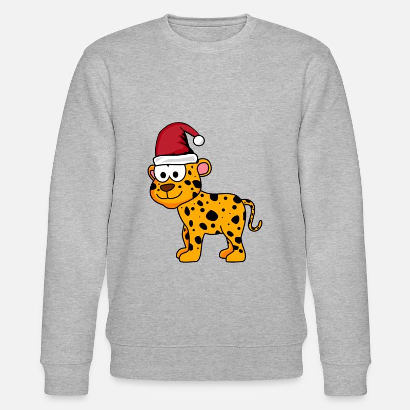 Leopard Comic Christmas - Stanley/Stella CHANGER Unisex Organic Sweatshirt - heather grey