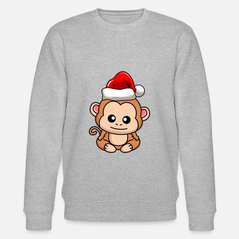 Monkey Comic Christmas - Stanley/Stella CHANGER Unisex Organic Sweatshirt - heather grey