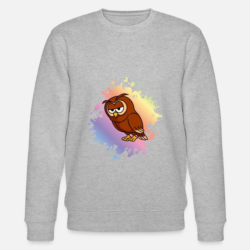 Eule Comic - Stanley/Stella Unisex Bio-Sweatshirt CHANGER  - Grau meliert