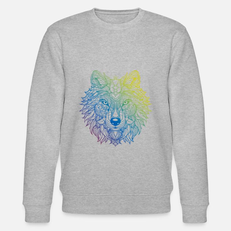 Wolf Mandala Boho - Stanley/Stella CHANGER Unisex Organic Sweatshirt - heather grey
