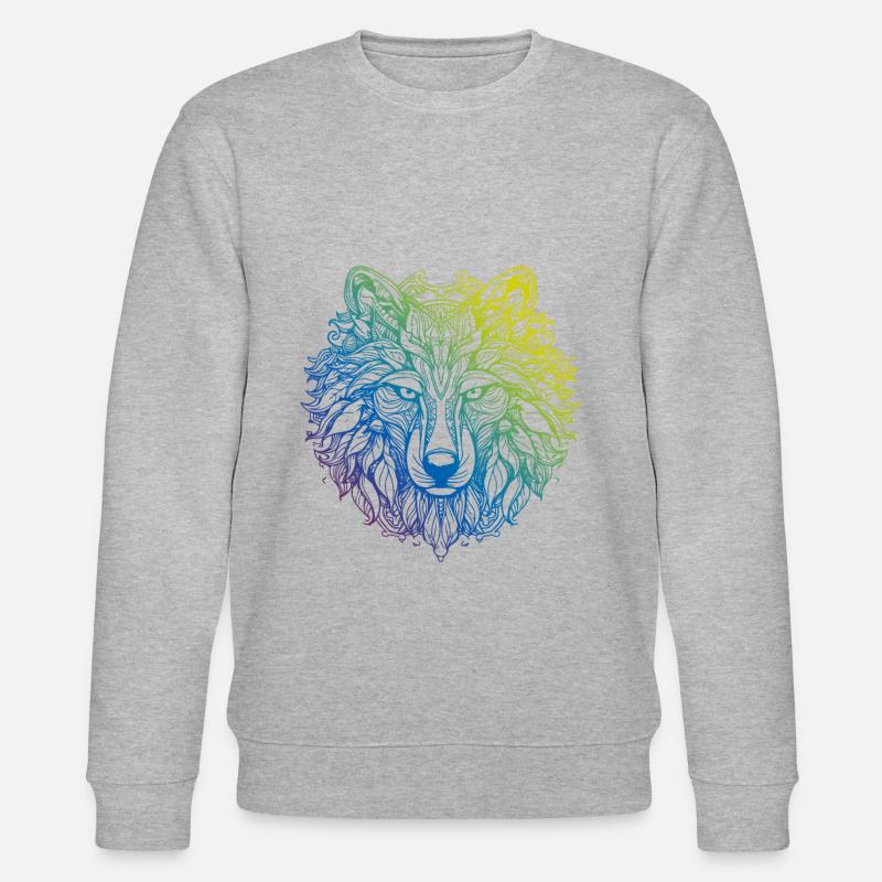 Wolf Mandala Boho - Sweat bio CHANGER Stanley/Stella Unisexe - gris chiné