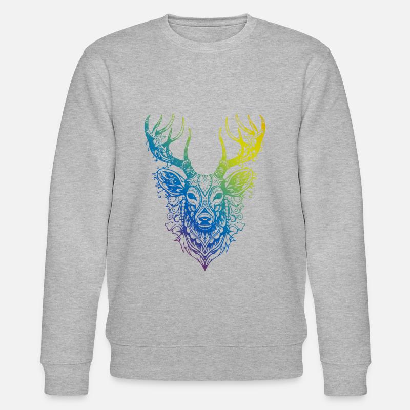 Deer Mandala Boho - Stanley/Stella CHANGER Unisex Organic Sweatshirt - heather grey
