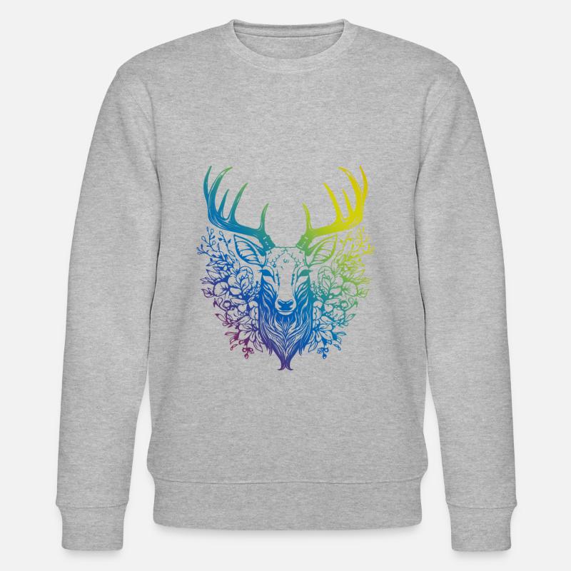 Deer Mandala Boho - Stanley/Stella CHANGER Unisex Organic Sweatshirt - heather grey