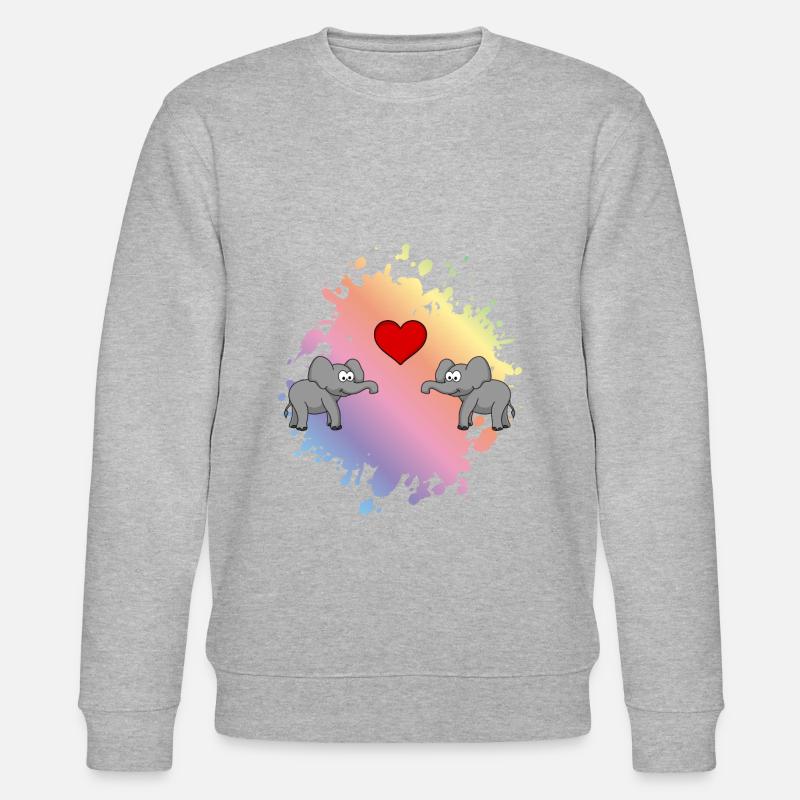Elefant Comic Paar Liebe - Stanley/Stella Unisex Bio-Sweatshirt CHANGER  - Grau meliert
