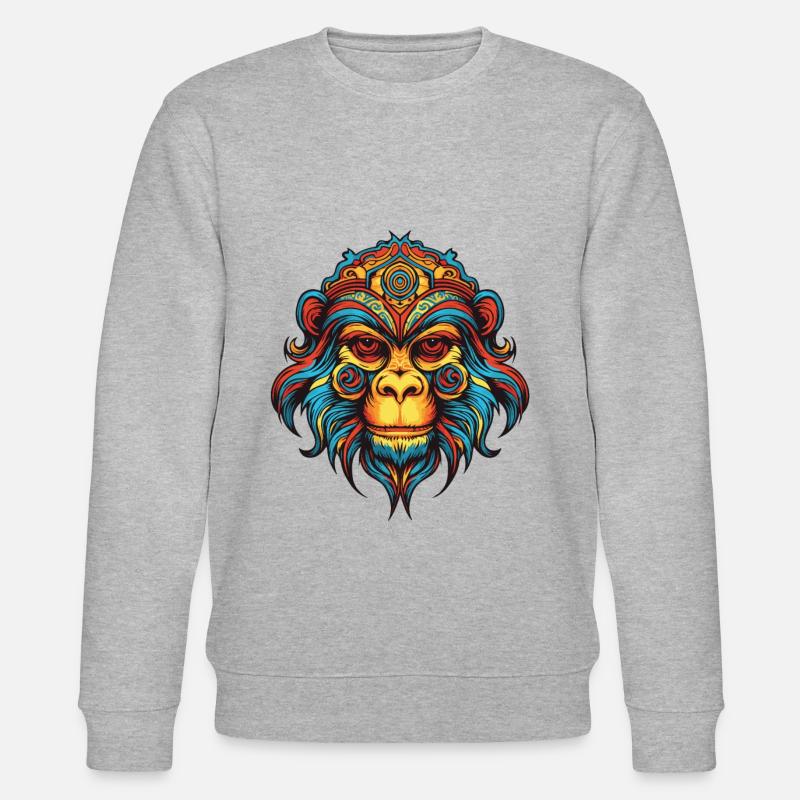 Affe Portrait - Stanley/Stella Unisex Bio-Sweatshirt CHANGER  - Grau meliert