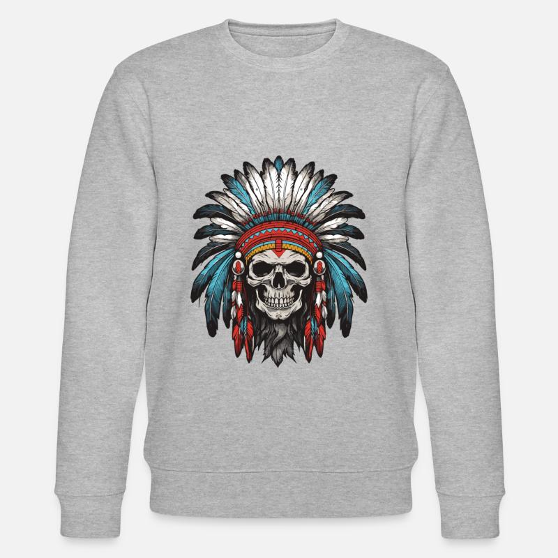 Apache Indianer Häuptling Totenkopf - Stanley/Stella Unisex Bio-Sweatshirt CHANGER  - Grau meliert