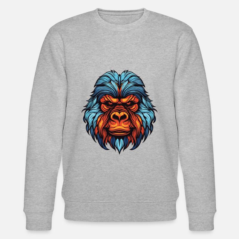 Gorilla Portrait - Stanley/Stella Unisex Bio-Sweatshirt CHANGER - Grau meliert