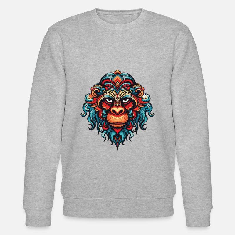 Monkey Portrait - Stanley/Stella CHANGER Unisex Organic Sweatshirt - heather grey