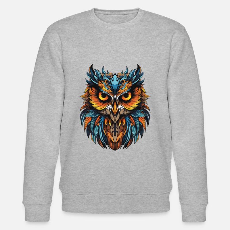 Eule Portrait - Stanley/Stella Unisex Bio-Sweatshirt CHANGER  - Grau meliert