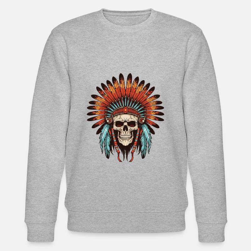 Crâne de chef indien Apache - Sweat bio CHANGER Stanley/Stella Unisexe - gris chiné