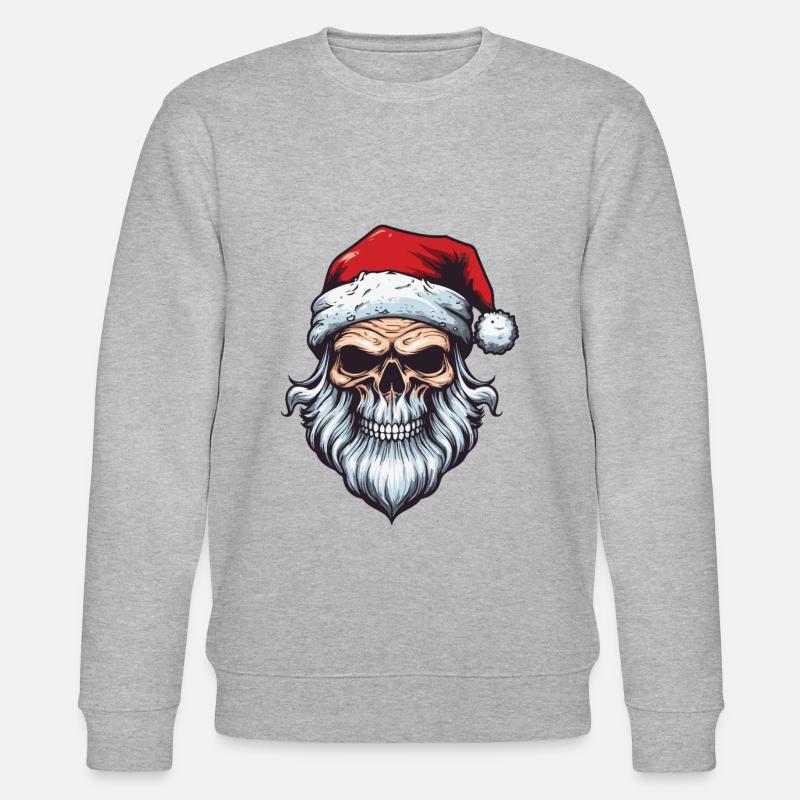 Weihnachtsmann Totenkopf - Stanley/Stella Unisex Bio-Sweatshirt CHANGER  - Grau meliert