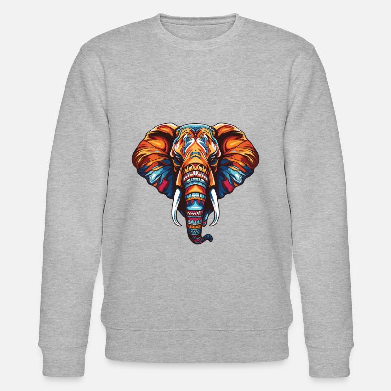 Elefant Portrait - Stanley/Stella Unisex Bio-Sweatshirt CHANGER  - Grau meliert