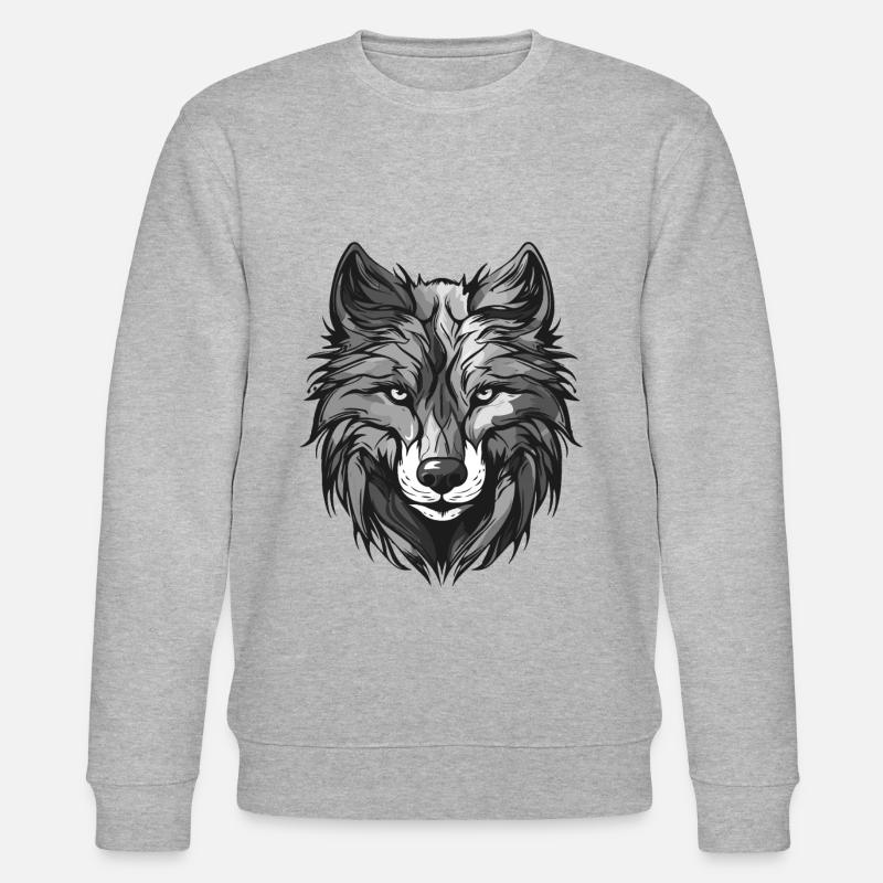 Wolf Portrait Tier - Stanley/Stella Unisex Bio-Sweatshirt CHANGER  - Grau meliert