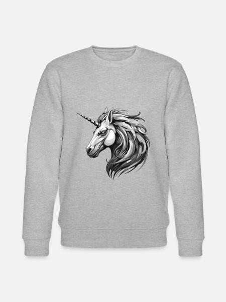 Einhorn Portrait Tier - Stanley/Stella Unisex Bio-Sweatshirt CHANGER  - Grau meliert