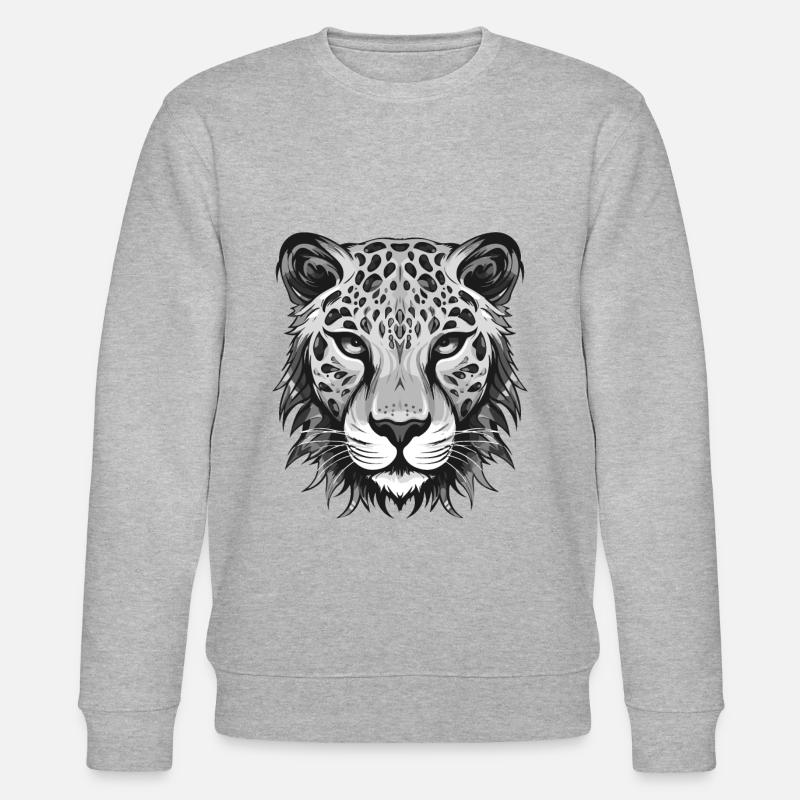 Gepard Portrait Tier - Stanley/Stella Unisex Bio-Sweatshirt CHANGER  - Grau meliert