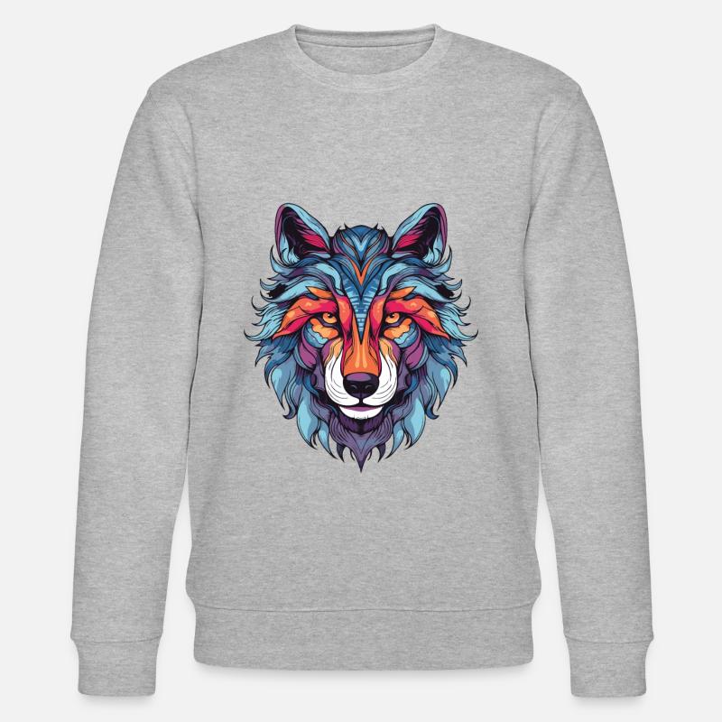 Wolf Portrait - Stanley/Stella Unisex Bio-Sweatshirt CHANGER  - Grau meliert