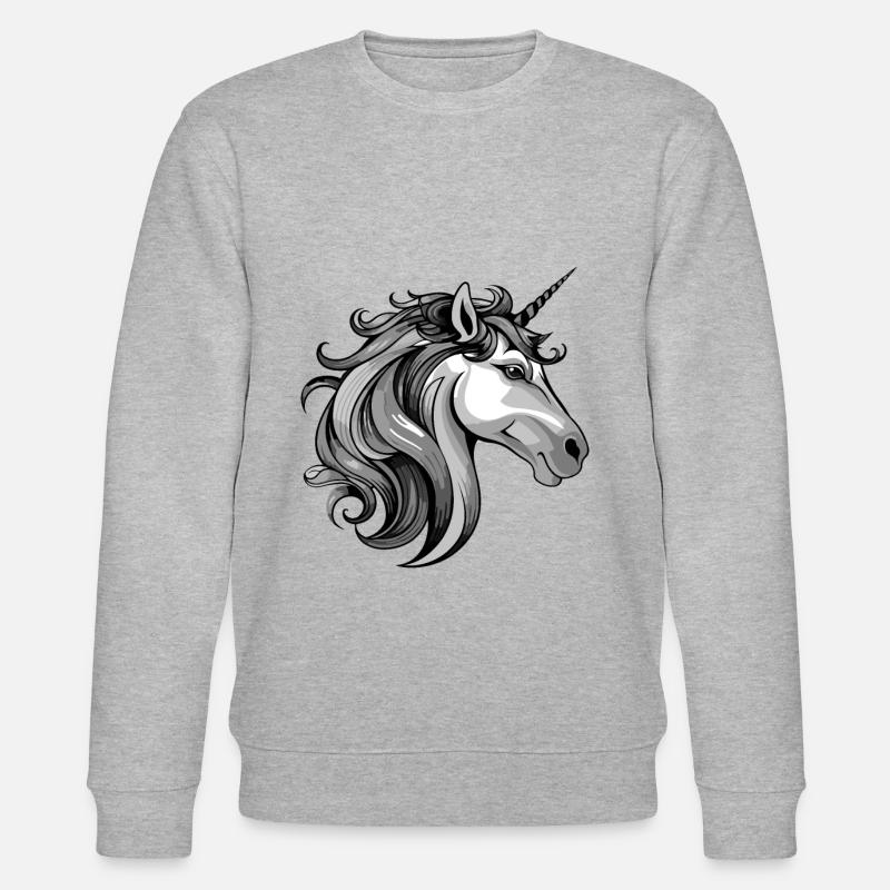 Einhorn Portrait - Stanley/Stella Unisex Bio-Sweatshirt CHANGER  - Grau meliert