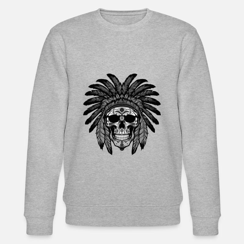 Chef indien Apache Skull - Sweat bio CHANGER Stanley/Stella Unisexe - gris chiné