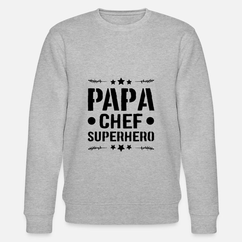 Papa Chef Superheld Dad - Stanley/Stella Unisex Bio-Sweatshirt CHANGER  - Grau meliert