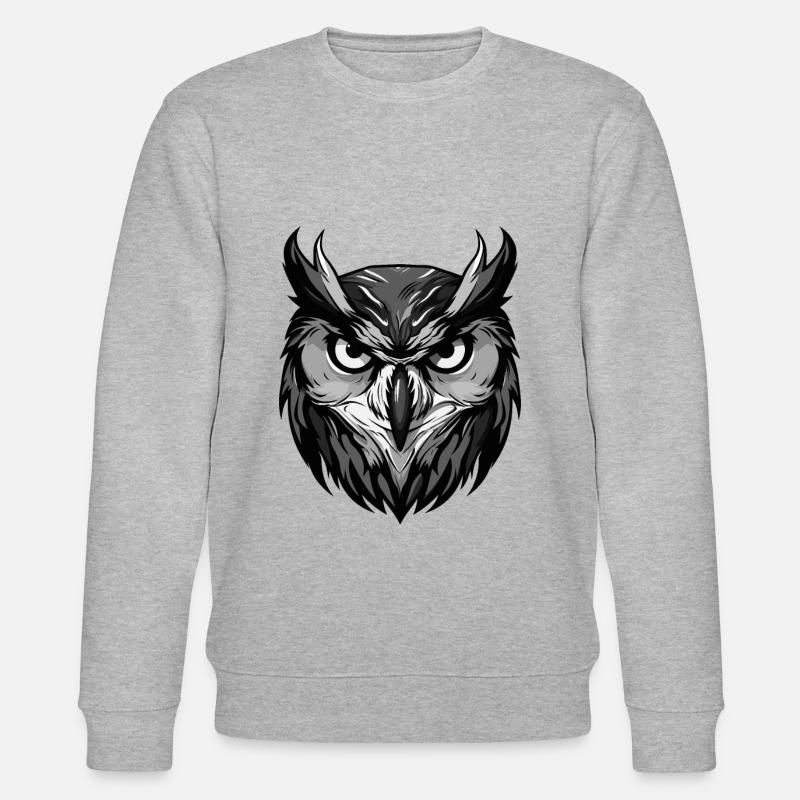Eule Portrait - Stanley/Stella Unisex Bio-Sweatshirt CHANGER  - Grau meliert