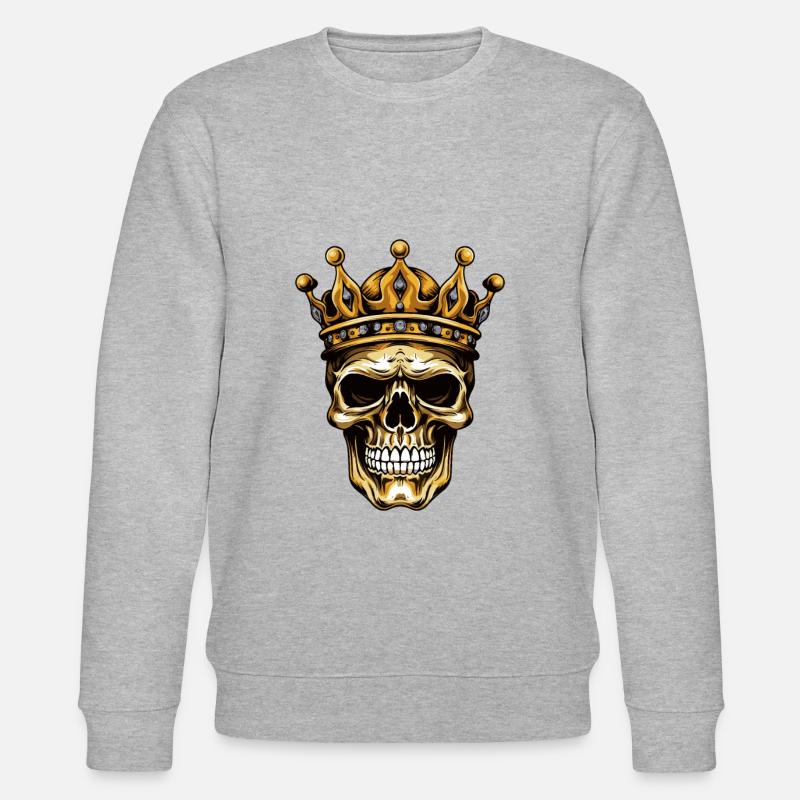 King Skull Crown - Stanley/Stella CHANGER Unisex Organic Sweatshirt - heather grey
