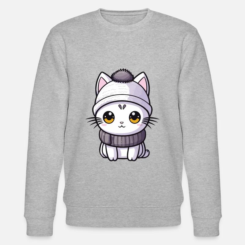 Katze Winter Comic - Stanley/Stella Unisex Bio-Sweatshirt CHANGER  - Grau meliert