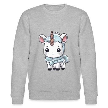 Bande dessinée d’hiver licorne - Sweat bio CHANGER Stanley/Stella Unisexe - gris chiné - Devant - Nik (191cm) & Marisol (170cm)