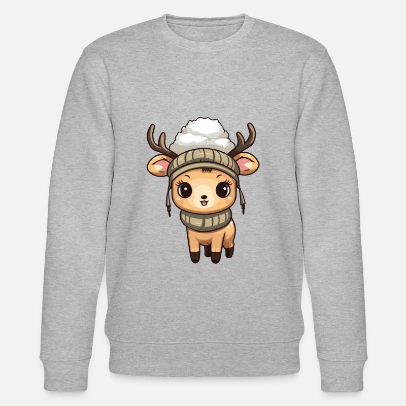 Reh Geweih Winter Comic - Stanley/Stella Unisex Bio-Sweatshirt CHANGER  - Grau meliert