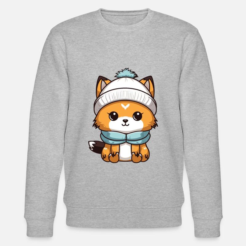 Fox Winter Comic - Stanley/Stella CHANGER Unisex Organic Sweatshirt - heather grey