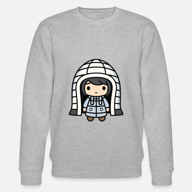 Eskimo Iglu Winter Comic - Stanley/Stella Unisex Bio-Sweatshirt CHANGER  - Grau meliert