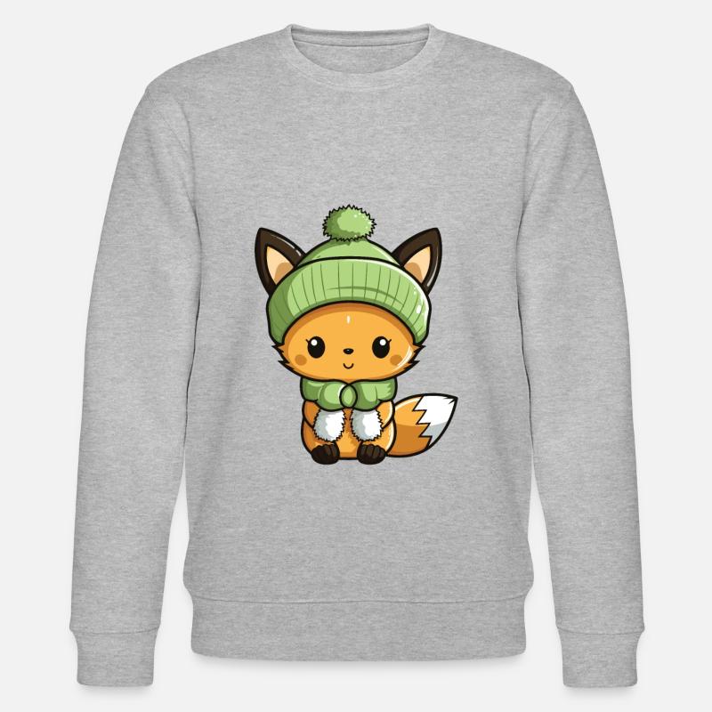 Fuchs Niedlich Winter Comic Mütze - Stanley/Stella Unisex Bio-Sweatshirt CHANGER  - Grau meliert