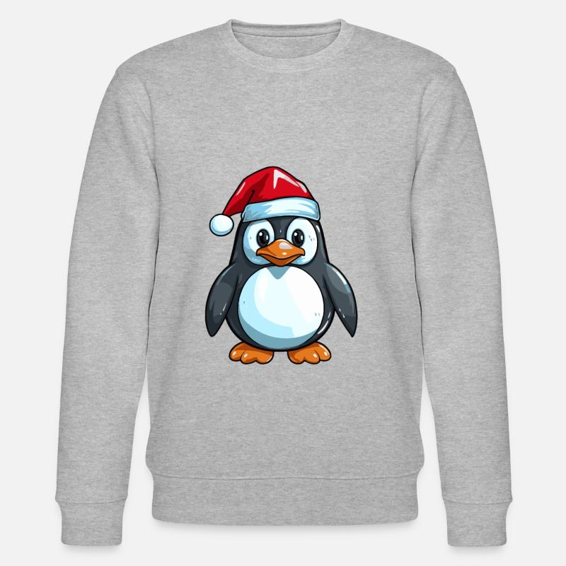 Pinguin Comic Weihnachten - Stanley/Stella Unisex Bio-Sweatshirt CHANGER  - Grau meliert
