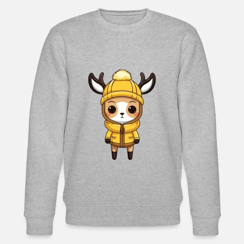 Deer Winter Comic Illustration - Stanley/Stella CHANGER Unisex Organic Sweatshirt - heather grey