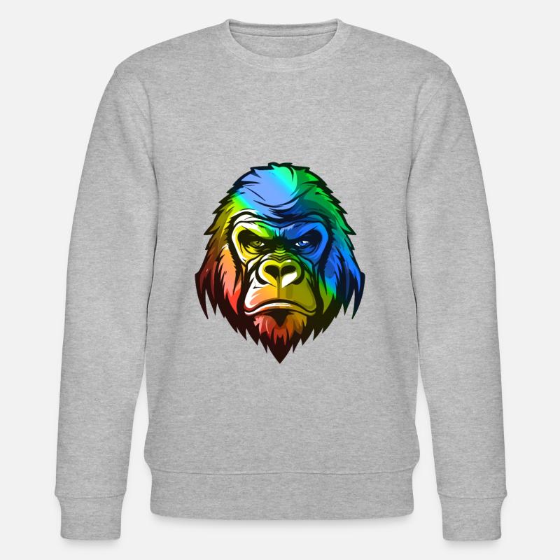 Gorilla Kopf Bunt - Stanley/Stella Unisex Bio-Sweatshirt CHANGER  - Grau meliert