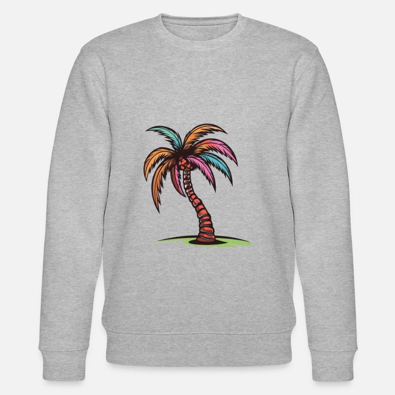 Icône de vacances de palmier - Sweat bio CHANGER Stanley/Stella Unisexe - gris chiné