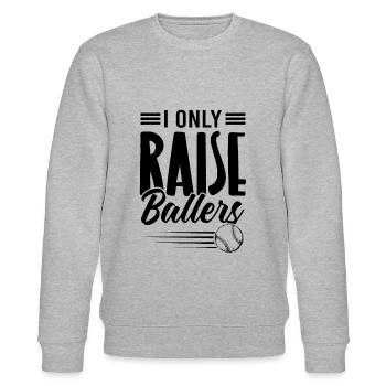 Raise Ballers Baseball - Stanley/Stella CHANGER Unisex Organic Sweatshirt - heather grey - Front - Nik (191cm) & Marisol (170cm)