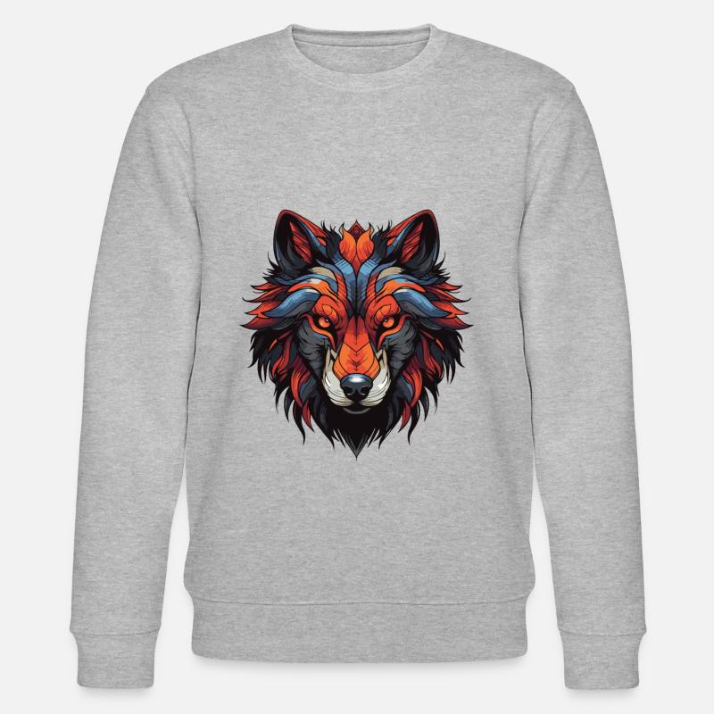 Wolf Portrait - Stanley/Stella Unisex Bio-Sweatshirt CHANGER - Grau meliert