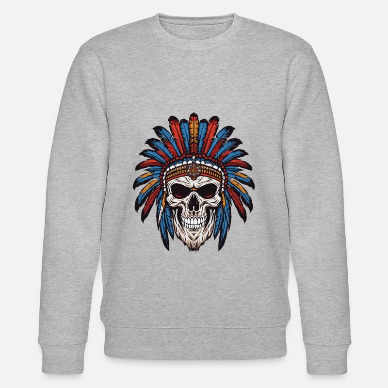 Crâne de chef indien Apache - Sweat bio CHANGER Stanley/Stella Unisexe - gris chiné