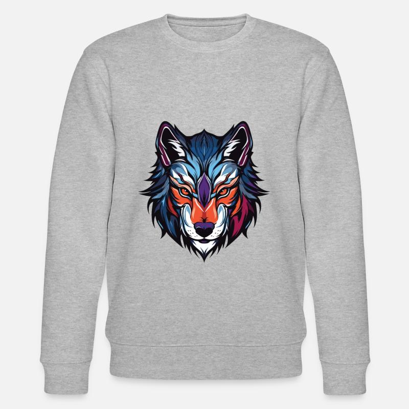 Wolf Kopf - Stanley/Stella Unisex Bio-Sweatshirt CHANGER  - Grau meliert