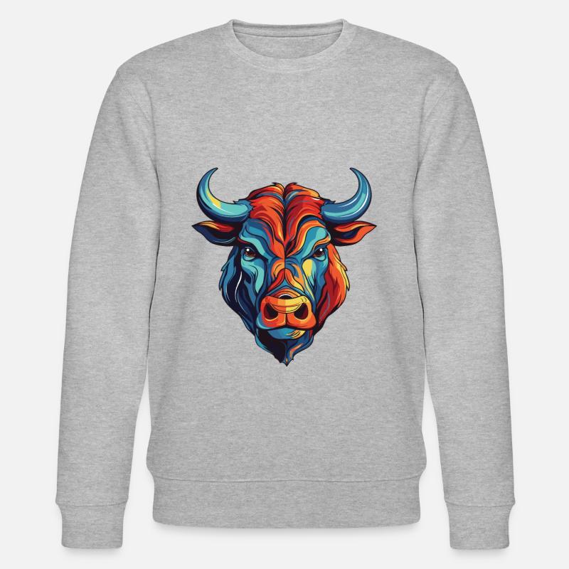 Bulle Kopf Taurus - Stanley/Stella Unisex Bio-Sweatshirt CHANGER  - Grau meliert