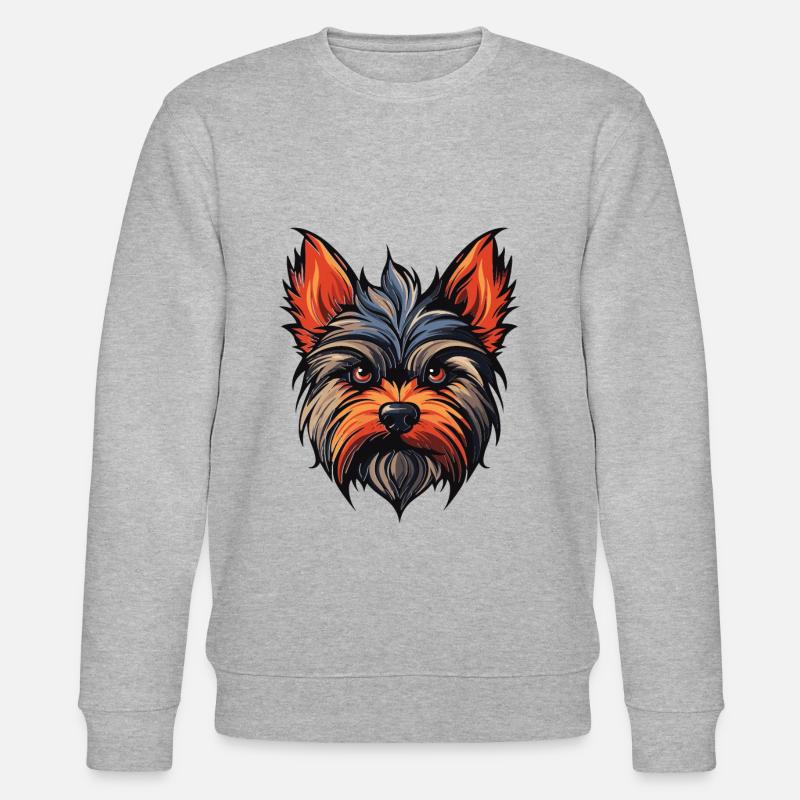 Yorkshire Terrier Hund Kopf - Stanley/Stella Unisex Bio-Sweatshirt CHANGER - Grau meliert