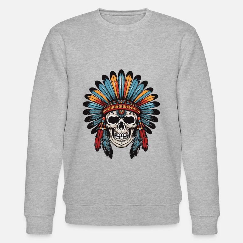Apache Indianer Totenkopf - Stanley/Stella Unisex Bio-Sweatshirt CHANGER  - Grau meliert