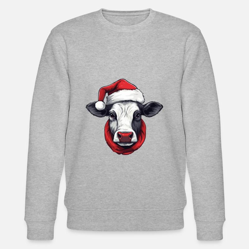 Kuh Weihnachten Tier Kopf - Stanley/Stella Unisex Bio-Sweatshirt CHANGER  - Grau meliert