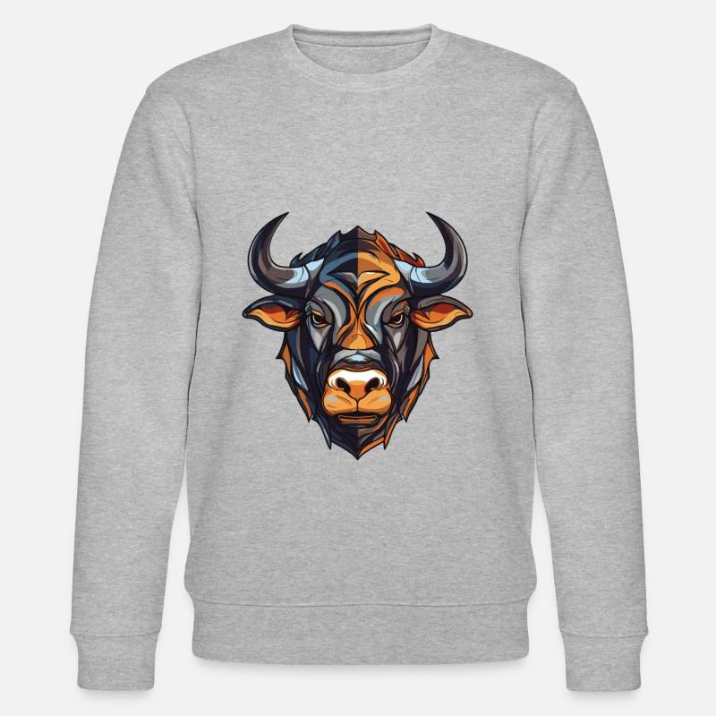 Bulle Kopf Taurus - Stanley/Stella Unisex Bio-Sweatshirt CHANGER  - Grau meliert